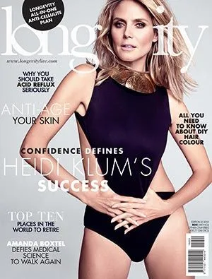 Heidi Klum on the cover of Longevity Magazine March  2015