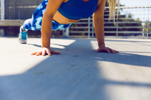 woman in press-up position