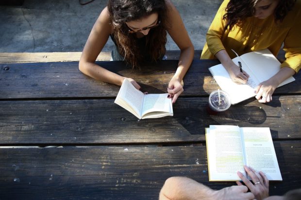 students at table working