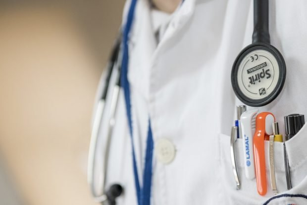 close up of doctor with stethescope training